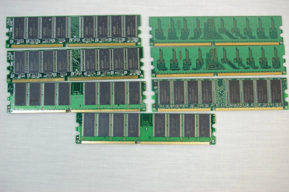 Lot x7 Used PC DIMM RAM, 4-512MB PC2700 + 2 512MB PC3200R + 1-1GB PC3200 - Image 3 of 3