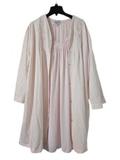 VTG 2 PC Miss Elaine Light Pink Embroidered Nightgown  Snap-Front Robe Size 3X