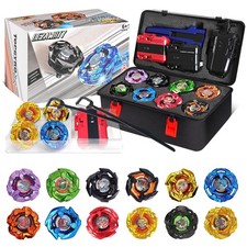 X Battling Set, 12 Spinning Tops, 3 Launchers and 1 Grip with Storage Box, Ki...