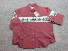 Roper Shirt Womens 1X Maroon Horse Long Sleeve Button Western 