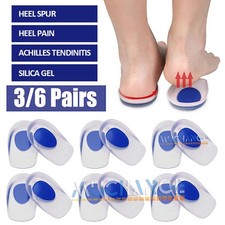 3/6 Pair Silicone Gel Heel Cups For Shoe Inserts for Tendinitis Sore Pain