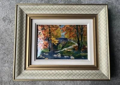 tableau emaux de limoges scène automne - Photo 1/4