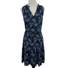 Gap Sleeveless Mini Shirt Dress Women Preppy Spring Casual Blue Floral Size XS