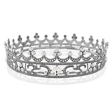 Full Crystal Queen King Wedding Queen Princess Prom Tiara round Crown for Weddin