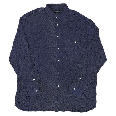 Cacharel La Chemiserie Polka Dot Shirt Spotted Langarm Blau Herren 2XL 16 41