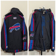 VTG Starter NFL 🏈 Buffalo Bills BLACK Jacket Coat XXL *SeeMinorFlaws
