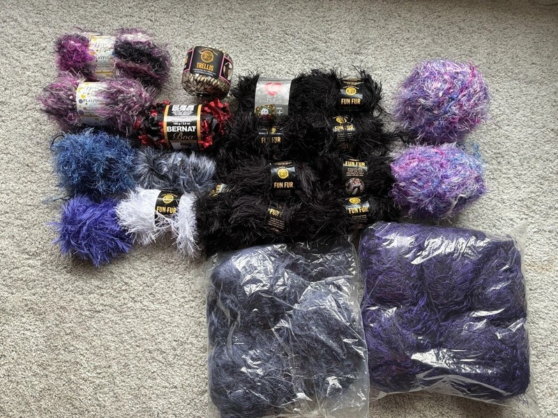 Lot of Faux Fur Yarn: 4lbs 11oz 