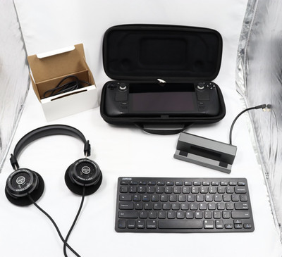 Valve Steam Deck LCD 256GB With Grado SR80X Headphones, Bluetooth Keyboard, Dock