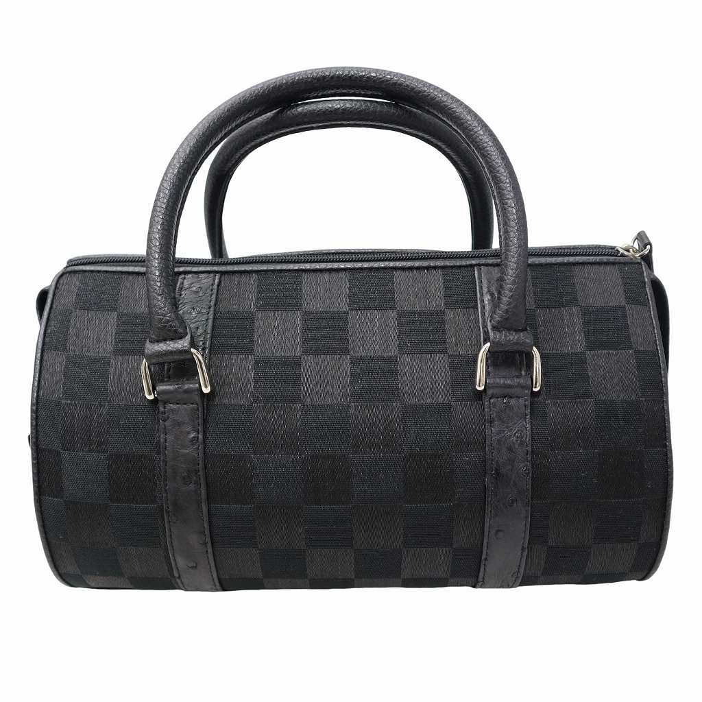 Select Checkered Pattern Leather Cylindrical Hand… - image 1