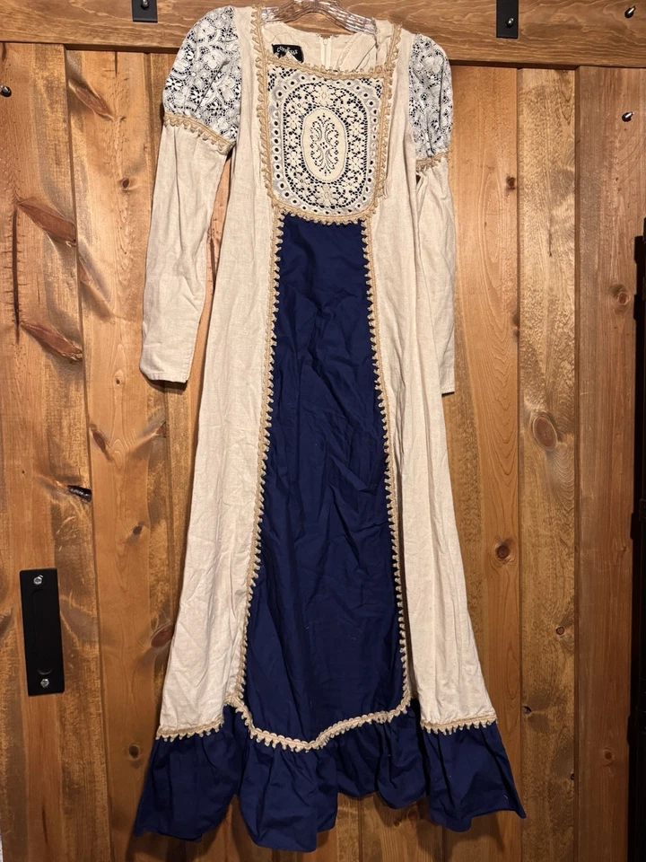 Vestido Gunne Sax azul marino de principios de los 70 etiqueta negra Foto 3 de 4