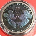 Disney Rarities Yours Forever Mickey Minnie 1oz Silver Coin 1988 Beatiful Toning