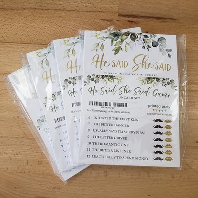 He Said She Said Game Bride and Groom Trivia Wedding Shower 50 Card Set Lot of 4