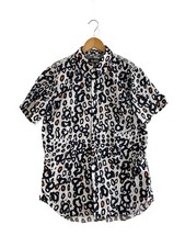 BLACK COMME des GARCONS Short Sleeve Shirt L Cotton WHT All Over Pattern 1G B017