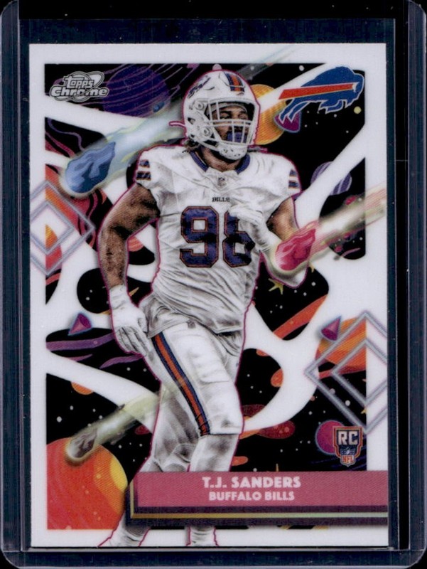 2025 Topps Cosmic Chrome T.J. Sanders RC White Hole Refractor Rookie #111 Bills