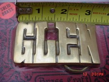 Vintage Solid Brass Belt Buckle  GLEN