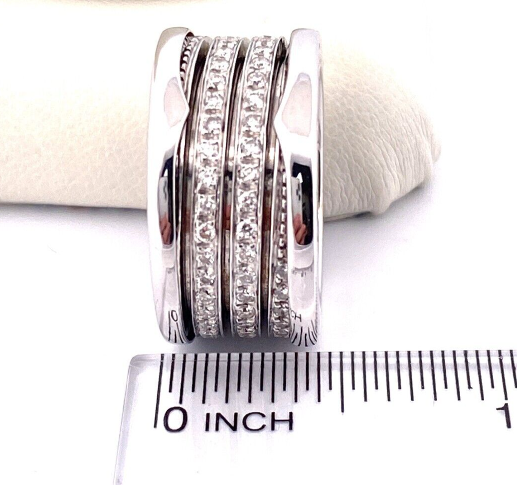 Bvlgari B.Zero1 Diamond 18K White Gold 4-Band Ring Size 5.75 Bvlgari B.Zero1 Diamond 18K White Gold 4-Band Ring Size 5.75