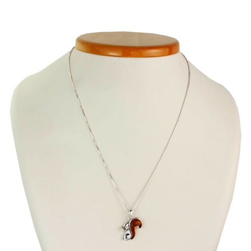 BALTIC AMBER SQUIRREL STERLING SILVER PENDANT - Picture 5 of 6