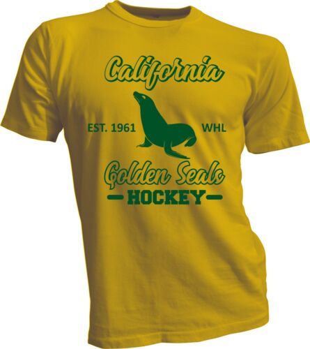T-Shirt California Golden Seals WHL NHL Herren T-Shirt handgefertigt Eishockey gelb - Bild 2 von 4