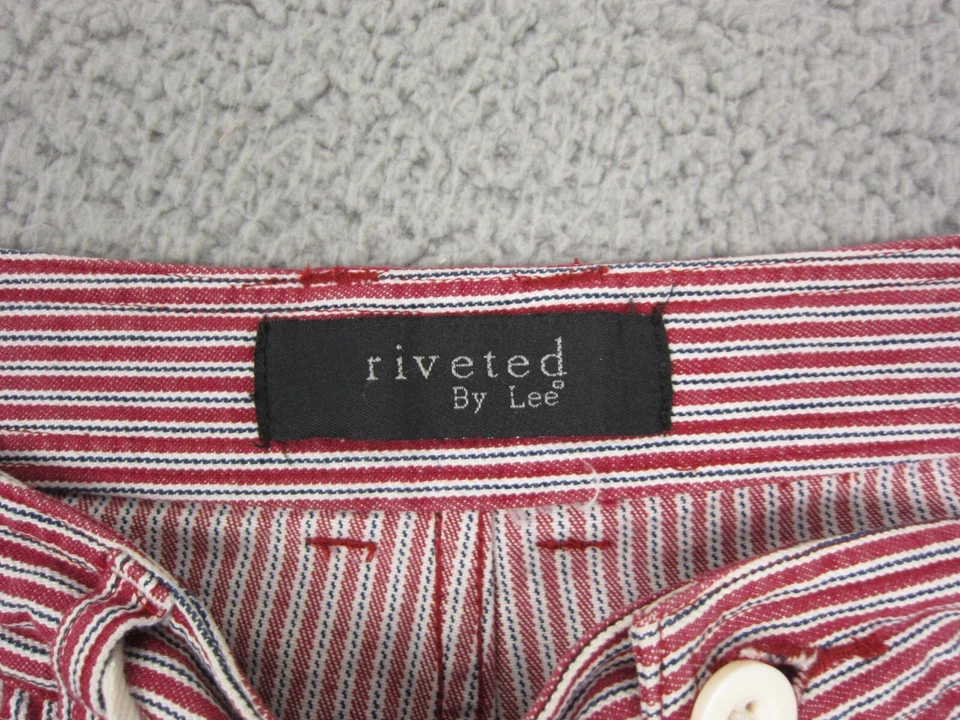 Pantalones Lee vintage para mujer 14 rayas rojas recortados remachados garra cremallera años 80 cordón Foto 4 de 4