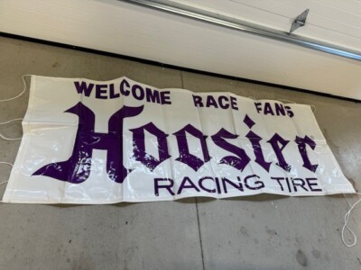 Large HOOSIER Tire Auto Drag Racing Race Track Sponsor Banner Gas Oil Sign
