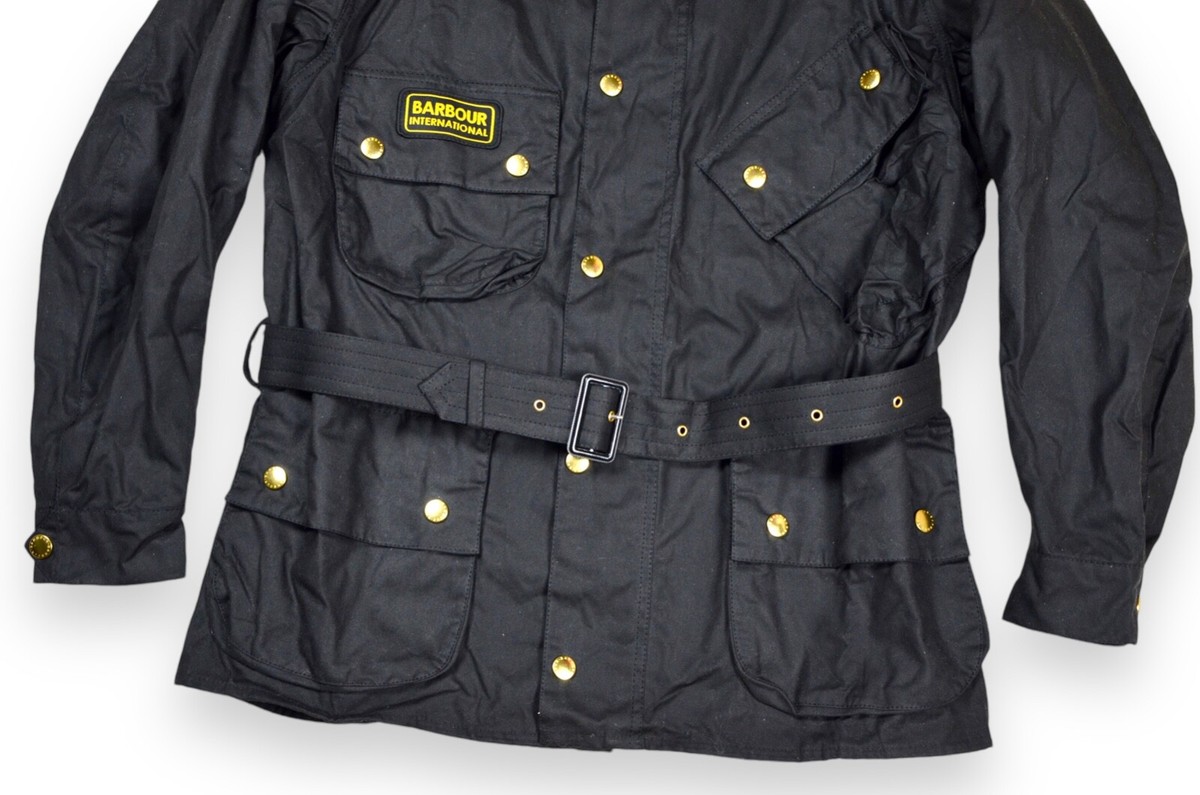 Men's Barbour International Jacket Wax Belted Black England Men's Barbour International Jacket Wax Belted Black England
