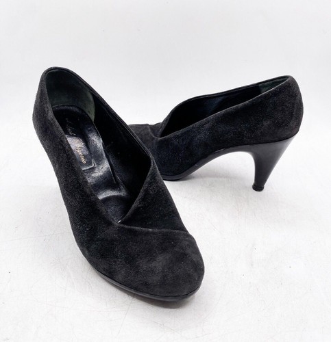 Robert Clergerie Womens Black Leather Suede High Heels Pumps Shoes Size 8.5 B - Picture 2 of 7