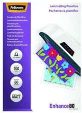 Image of Fellowes A4 Laminating Pouch 80 Micron Matt (Pack of 100)