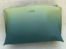 La Mer green ombre cosmetic/ make-up/ toiletry bag zip top La Mer logo 8in×5in