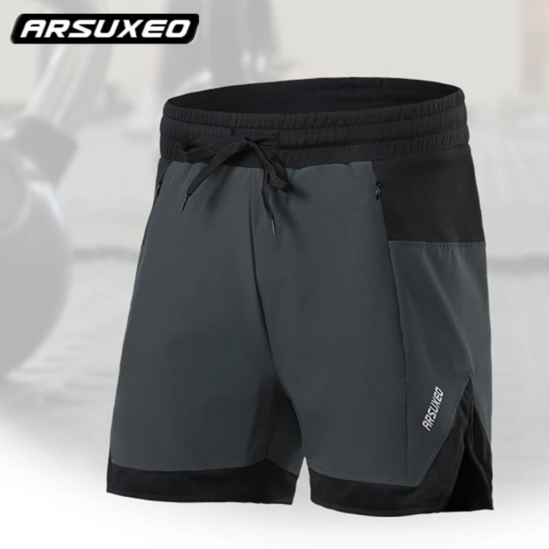 Men s Running Shorts With Inner Briefs for Training Marathon
