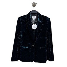 Lost + Wander Nwt Women Size M Emerald Green Bonbon Velvet Texture Blazer Jacket