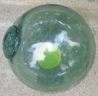 VINTAGE GLASS FISHING FLOATS 5 PC @ 2.5-6.25" GREEN TONES THREE DIFFERENT MARKS — photo 5