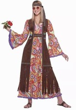 Forum Novelties Women's Hippie Love Child Costume Dress Long Vest and Headband