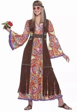 Forum Novelties Women's Hippie Love Child Costume Dress Long Vest and Headband