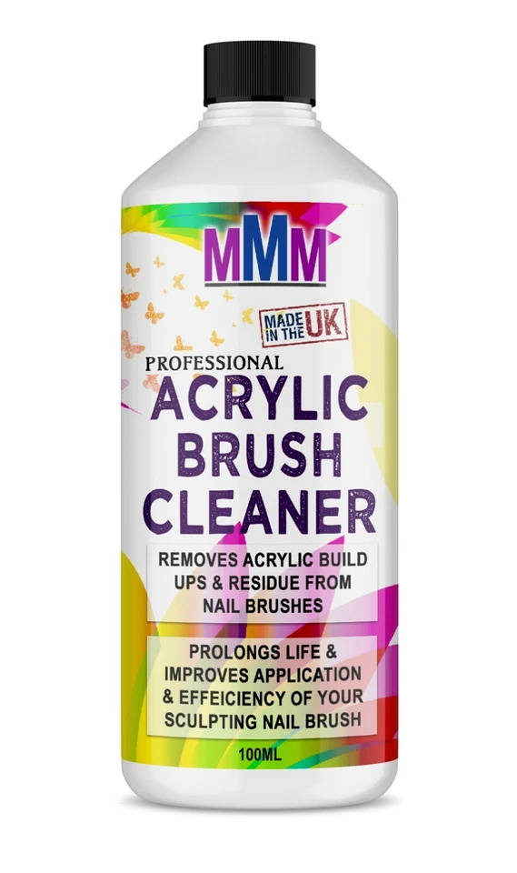 MMM Acryl Nagel Pinsel Reiniger LEISTUNGSSTARKER Flüssigreiniger für Acrylpinsel 100ml *UK