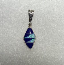 Sterling Silver Lapis Lazuli Blue Opal Inlay Pendant Native American