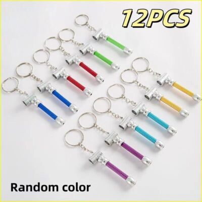 12 PCS 2.76-Inch Random-Color Portable Metal Mini Keychain Pipes   Pocket-Siz
