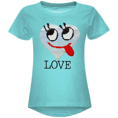 Sparkling Reversible Sequin T-Shirt With Cute Heart Design For Kids Girls 22605 - Picture 9 of 38
