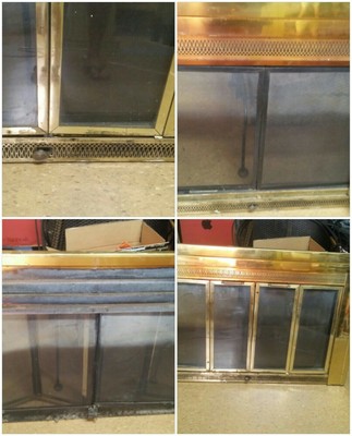 Vintage Large Brass Look Fireplace Hearth Screen Double Bi Fold