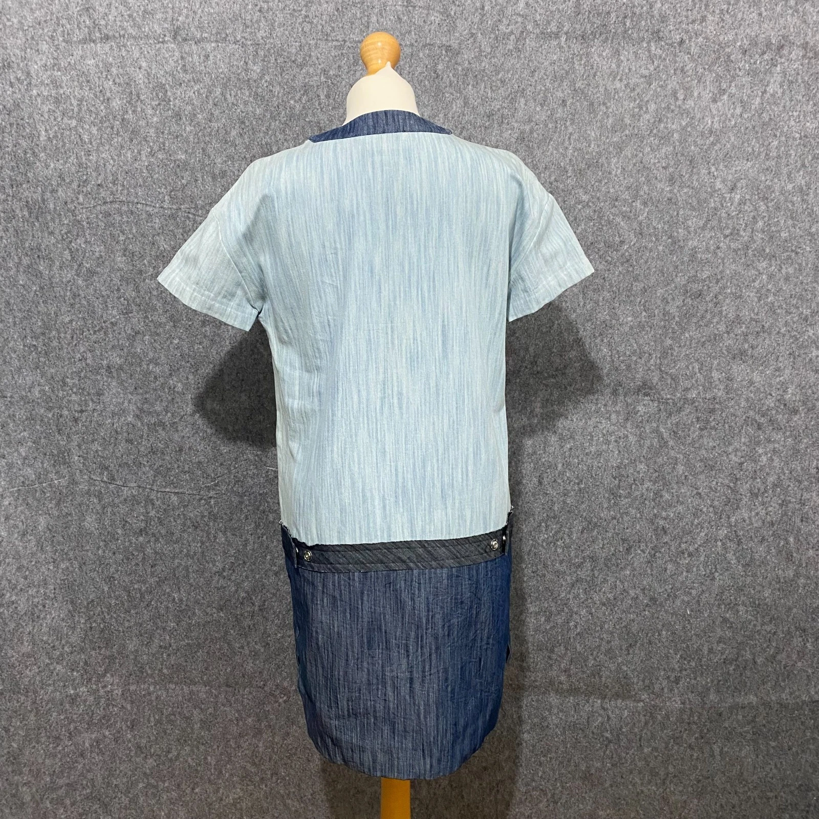 Mini Abito Tunica Dsquared2 Taglia 14 Denim Chambray EU 42 Cotone Blu Colorblock