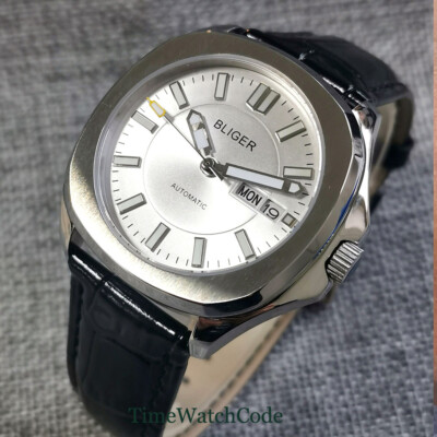 Bliger 40mm NH36A Automatic Mens Watch Square Sapphire Glass Date Week Luminous
