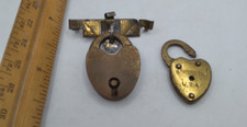Vintage Lot Heart Shape Eagle Lock Co. Terryville Conn & Made in USA Heart etc.