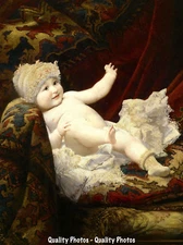 Happy Baby w/ One Sock Off 8.5x11" Photo Print Ernst Klimt Portrait Cute Infant