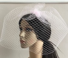 baby pink french veil veiling fascinator wedding bridal hair hat comb clip race