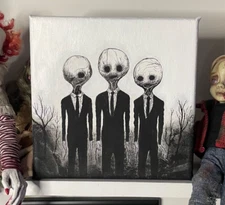 8x8 Original pen and Acrylic painting , Darkart Horror Drawing on canvas