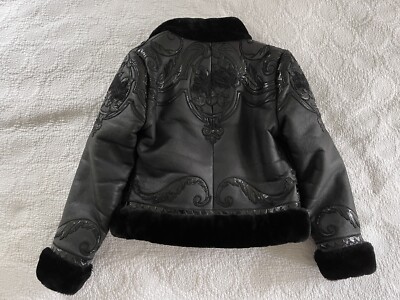 Vintage Valentino Embroidered Leather Shearling Coat | eBay