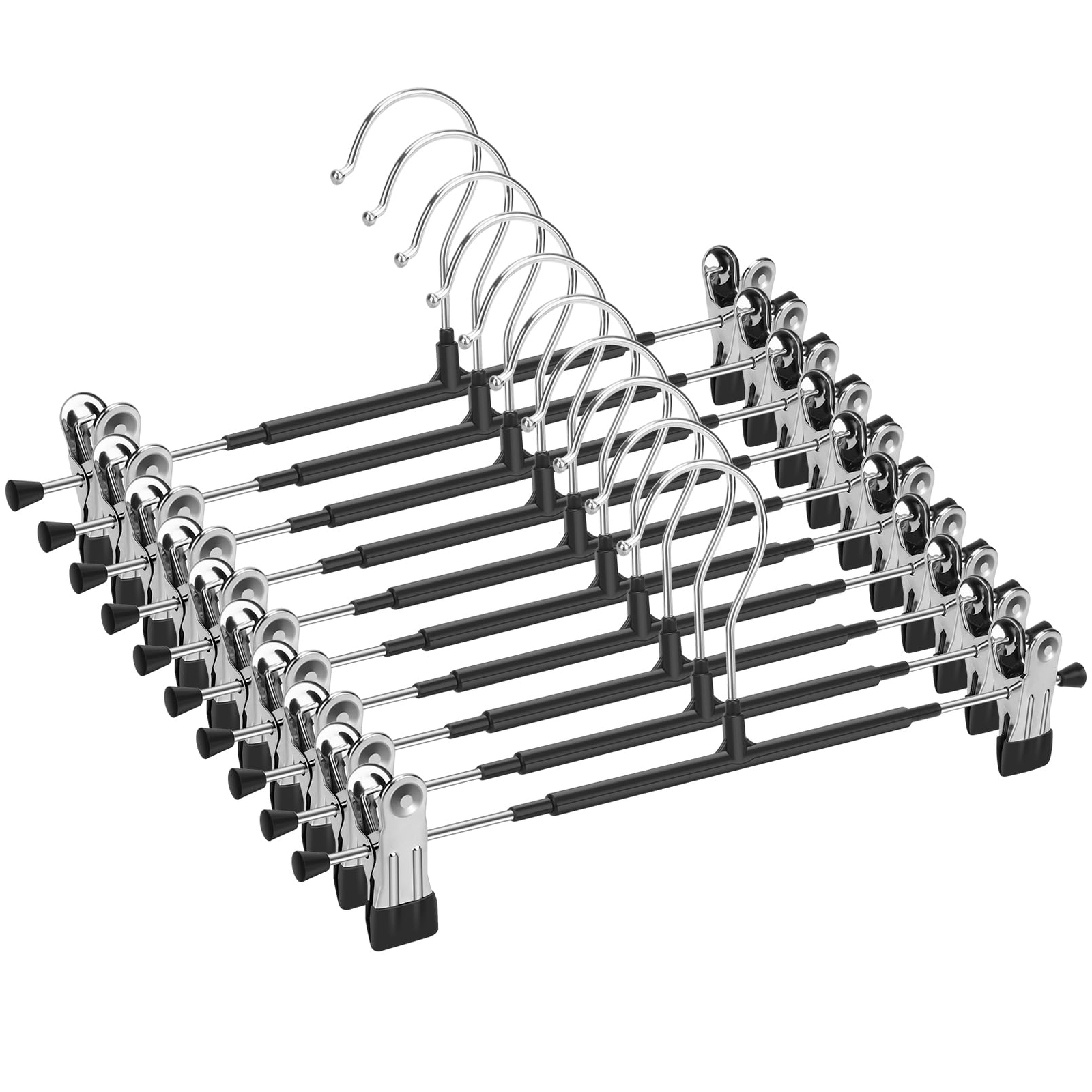 10 Pack Heavy-Duty Space-Saving Pants & Skirt Hangers with Clips
