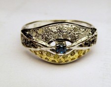 0.56 CT NATURAL ROUGH OPAQUE UNCUT COLOR DIAMOND .925 SILVER RING SEE VIDEO