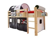 Hochbett Spielbett Malte Kiefer massiv Natur mit Farbauswahl