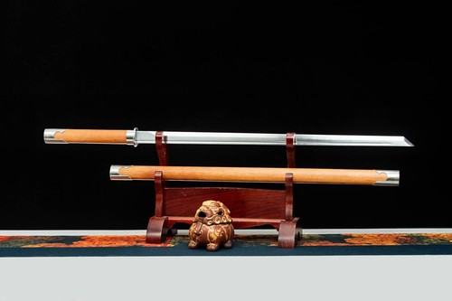 Battle Chinese Kung Fu Sword Tang Dao 1095 Carbon Steel Blade Sharpen Edge Saber - Picture 3 of 13