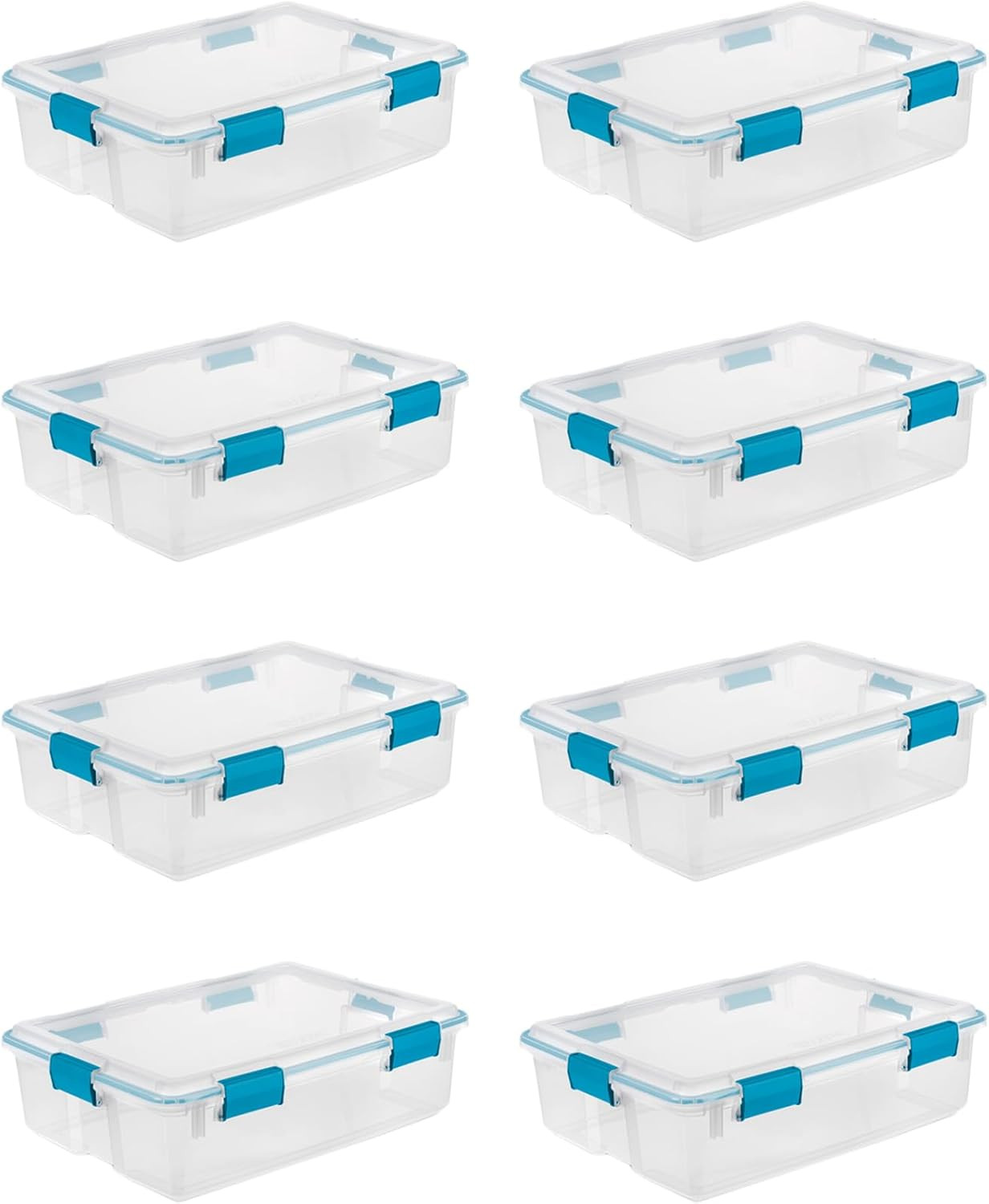 4 Pack Gasket Box, Stackable Storage Bin with Latching Lid, 37 Quart
